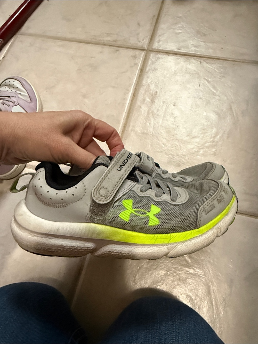 Under Armour Kids Gray & green Yellow Athletic Sneaker
